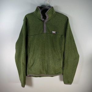 LL Bean Snap T Sweater Fleece Pullover Green